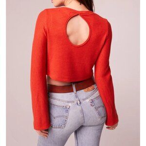 Band of the Free NWT Alize Rust Long Sleeve Crop Top Sz Small Womens Orange